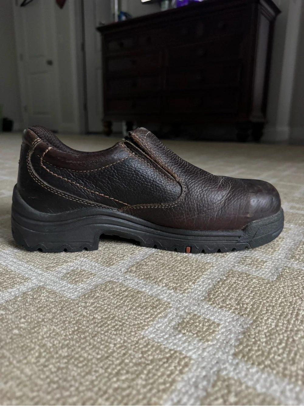 Timberland PRO Titan Alloy Toe Slip On Work Shoes Brown Leather Utility Men’s 9